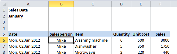 make a column heading in excel for mac